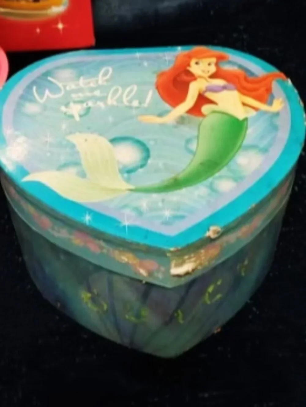 💕 3/$25 Rare Disney’s The Little Mermaid Heart Music Jewelry Box (1990’s)